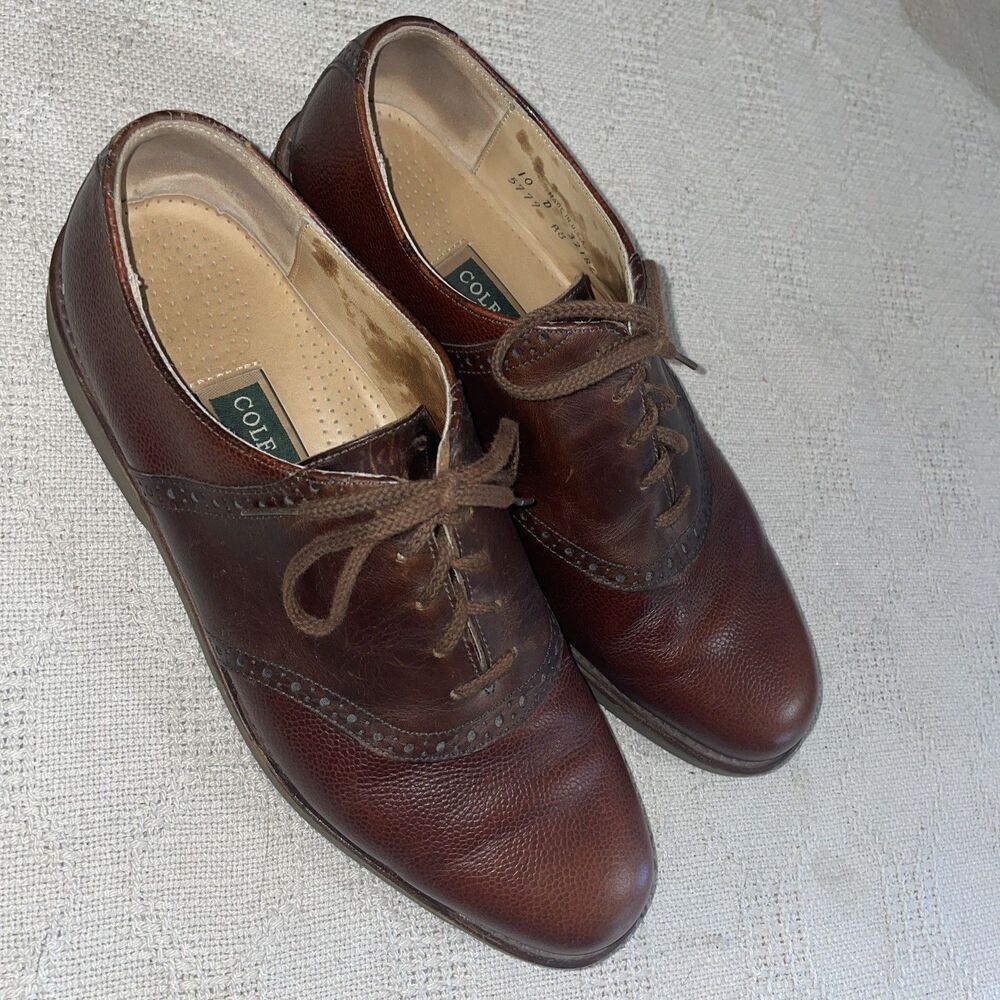 Cole Haan Men’s Saddle Oxfords Size 10 D Brown Leather Going Out Party Fun